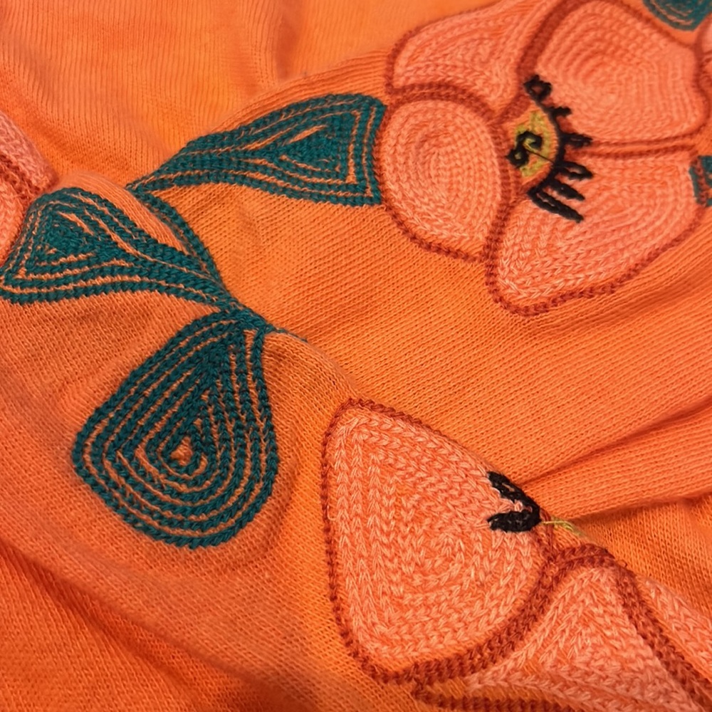 NWOT FREE PEOPLE Not your poppy’s embroidered orange Top SZ: L - Picture 7 of 7
